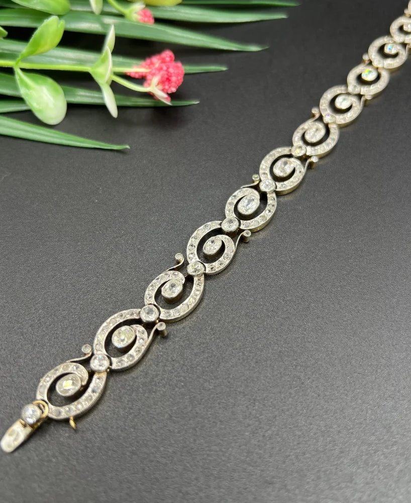 Victorian Antique 7ct Diamond Fancy Link Bracelet