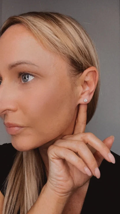 Vintage 1.02ct Diamond Solitaire Stud Earrings