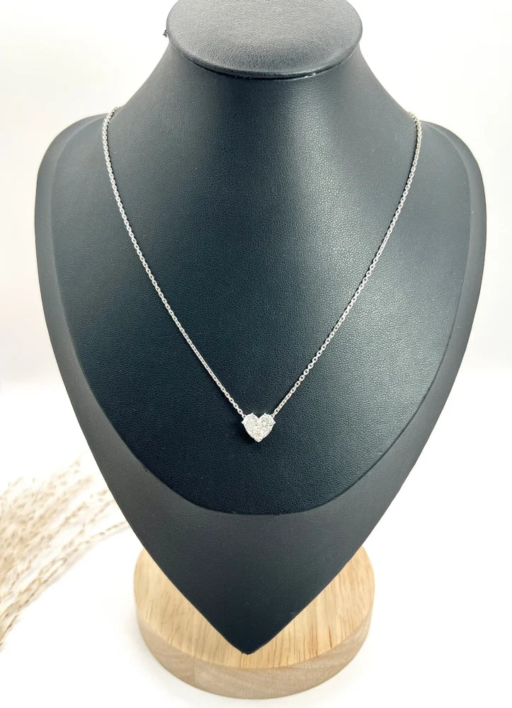 Diamond Heart Pendant Necklace in 18 Carat White Gold