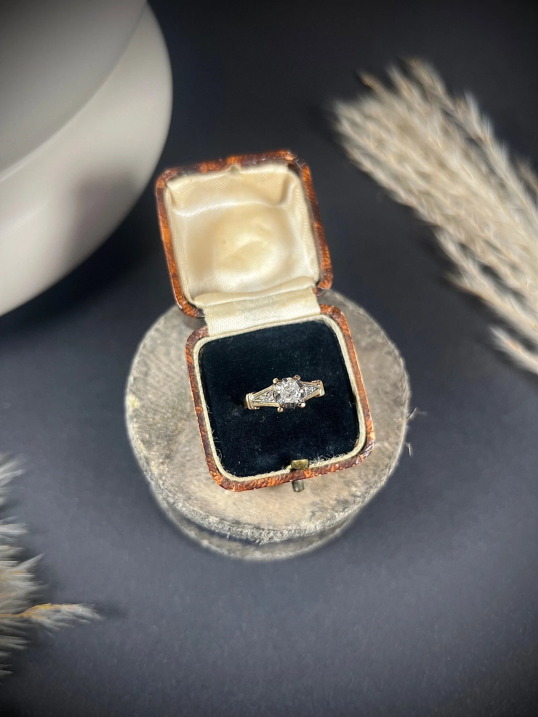 Edwardian 18 Carat Gold and Platinum Single Stone Diamond Engagement Ring