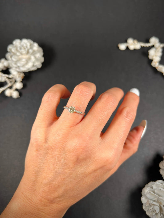 Antique Platinum 1920's Diamond Engagement Ring With Diamond Shoulders