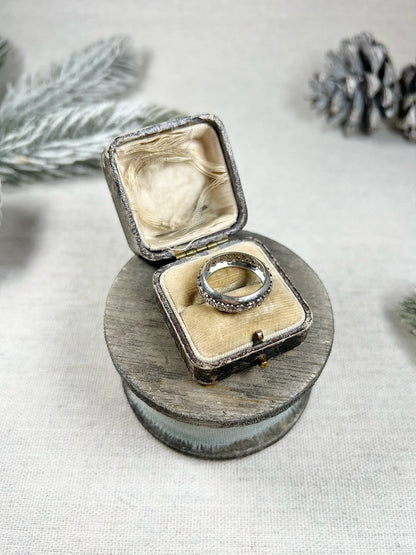 Vintage Platinum Old Cut Diamond Full Eternity Band Ring, Circa 1940