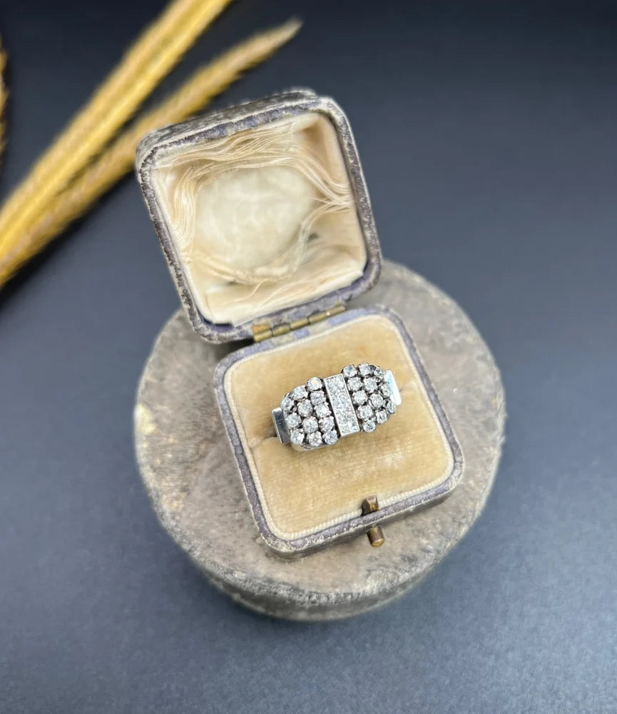 Vintage Diamond Cocktail Ring In 18 Carat White Gold
