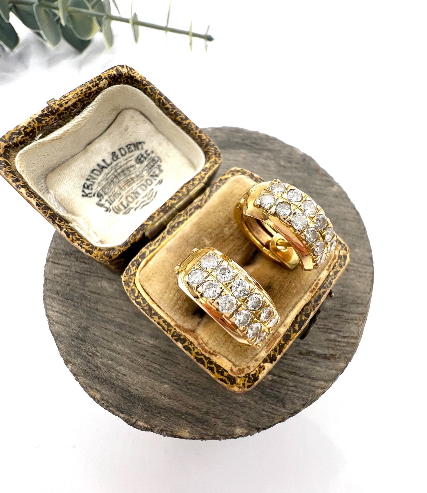 Vintage 18 Carat Yellow Gold Diamond Huggies Hoop Earrings, Circa 2000
