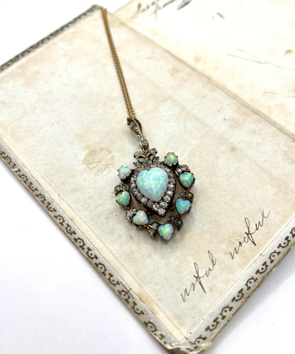 Early Victorian Antique Large Diamond Heart Cluster Pendant, Circa 1870