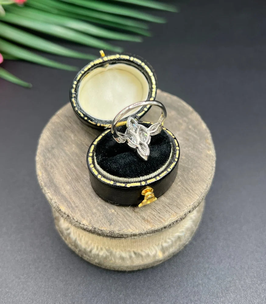 Vintage 2ct Marquise Diamond Navette Ring