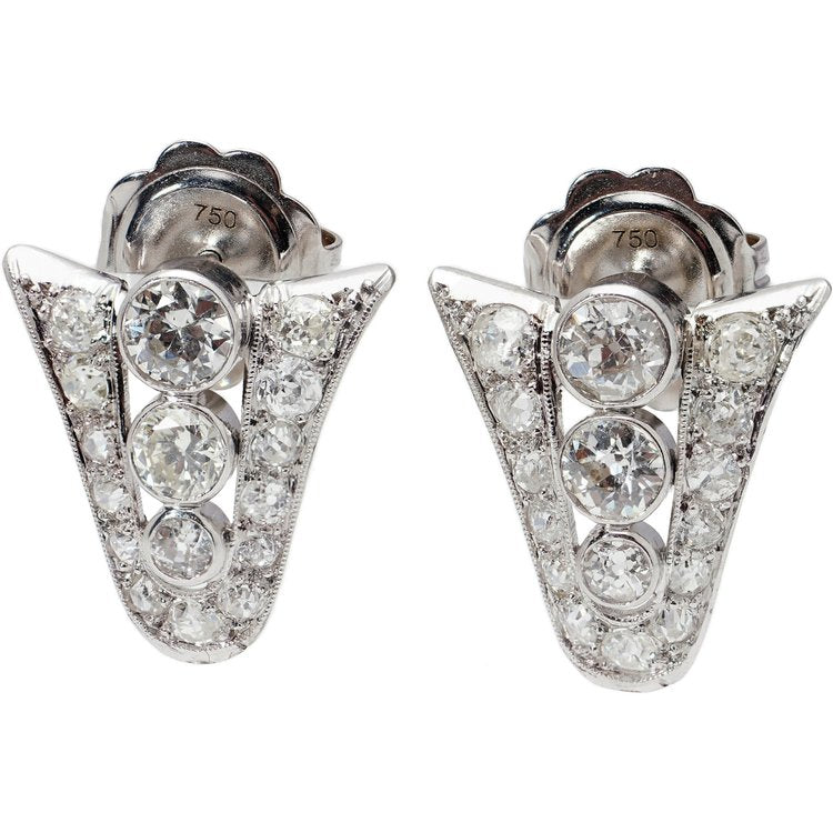 Art Deco 2.26ct Old European Cut Diamond Earrings