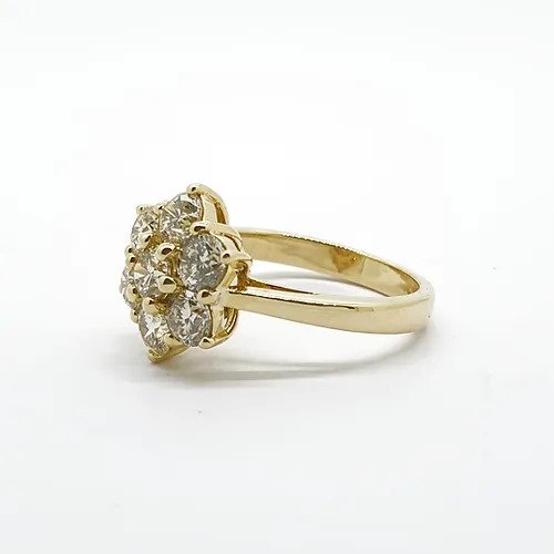 Seven Stone Diamond Daisy Flower Cluster Engagement Ring, 2.28 carat total