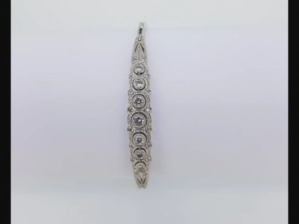 Art Deco diamond bracelet, half set with graduated round cut diamonds