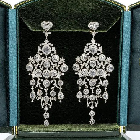 Large Diamond Platinum Chandelier Earrings