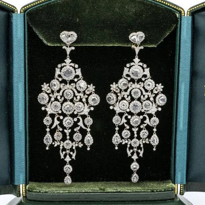 Large Diamond Platinum Chandelier Earrings