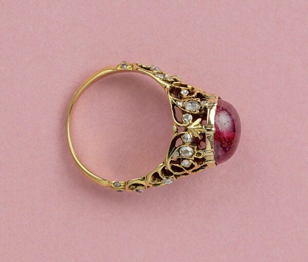Decorative 4.7ct Burma Pink Sapphire and Diamond Ring, Certified