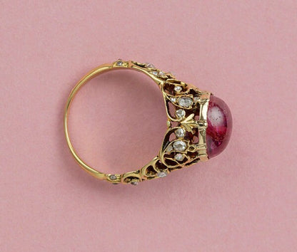 Decorative 4.7ct Burma Pink Sapphire and Diamond Ring, Certified