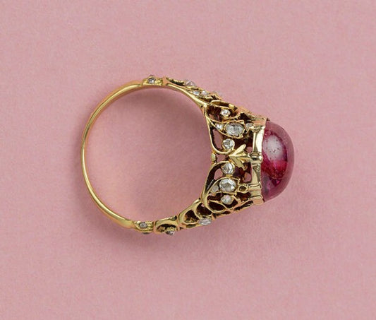 Decorative 4.7ct Burma Pink Sapphire and Diamond Ring, Certified
