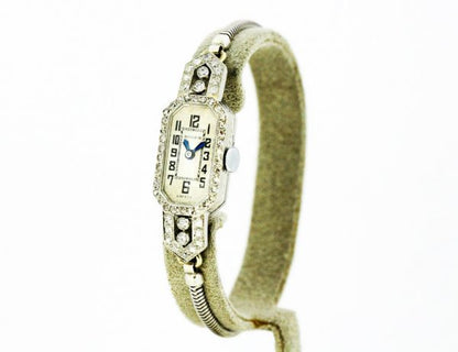 Art Deco Rolex Ladies Wristwatch, Diamond set, 18ct Gold, Glasgow 1924