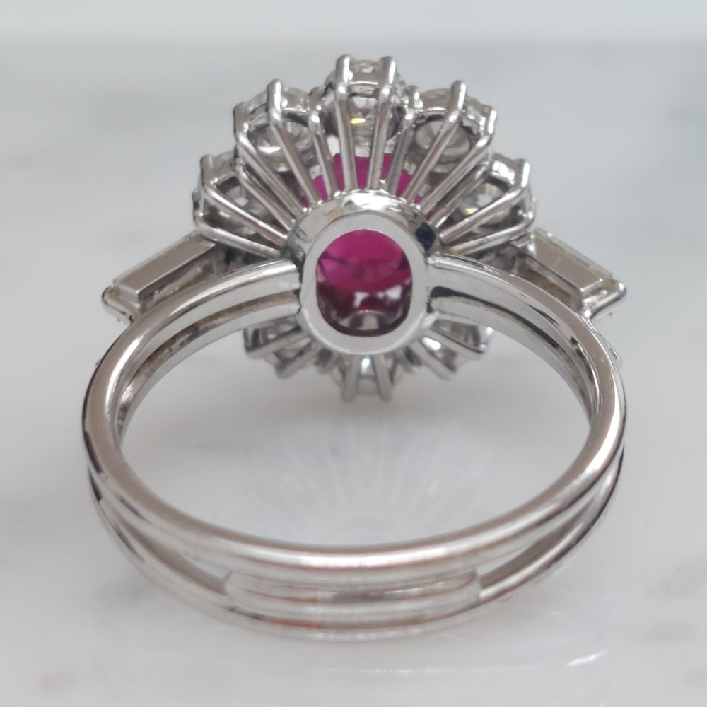 2ct Burma Ruby and Diamond Cluster Ring
