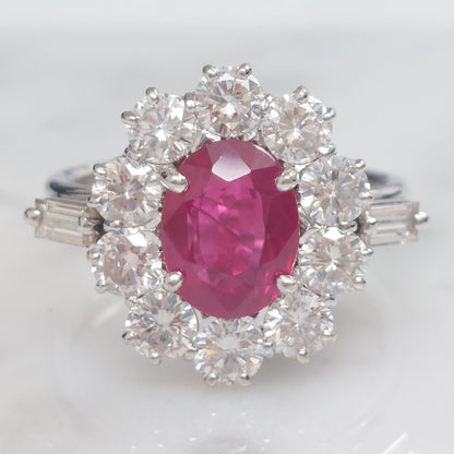 2ct Burma Ruby and Diamond Cluster Ring