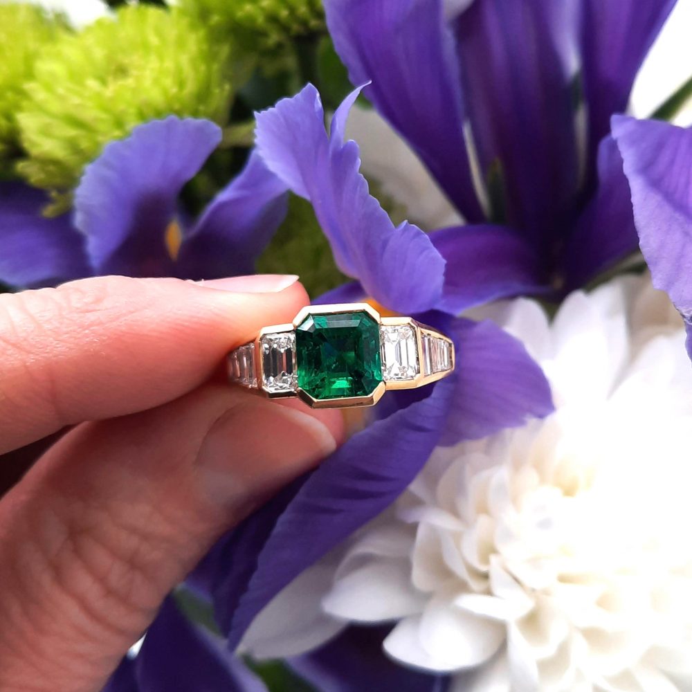 2ct Colombian Emerald and Diamond Ring