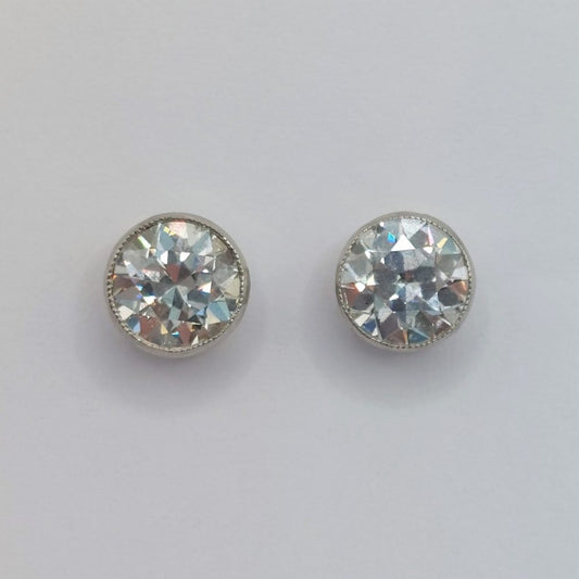2ct Old European Cut Diamond Stud Earrings