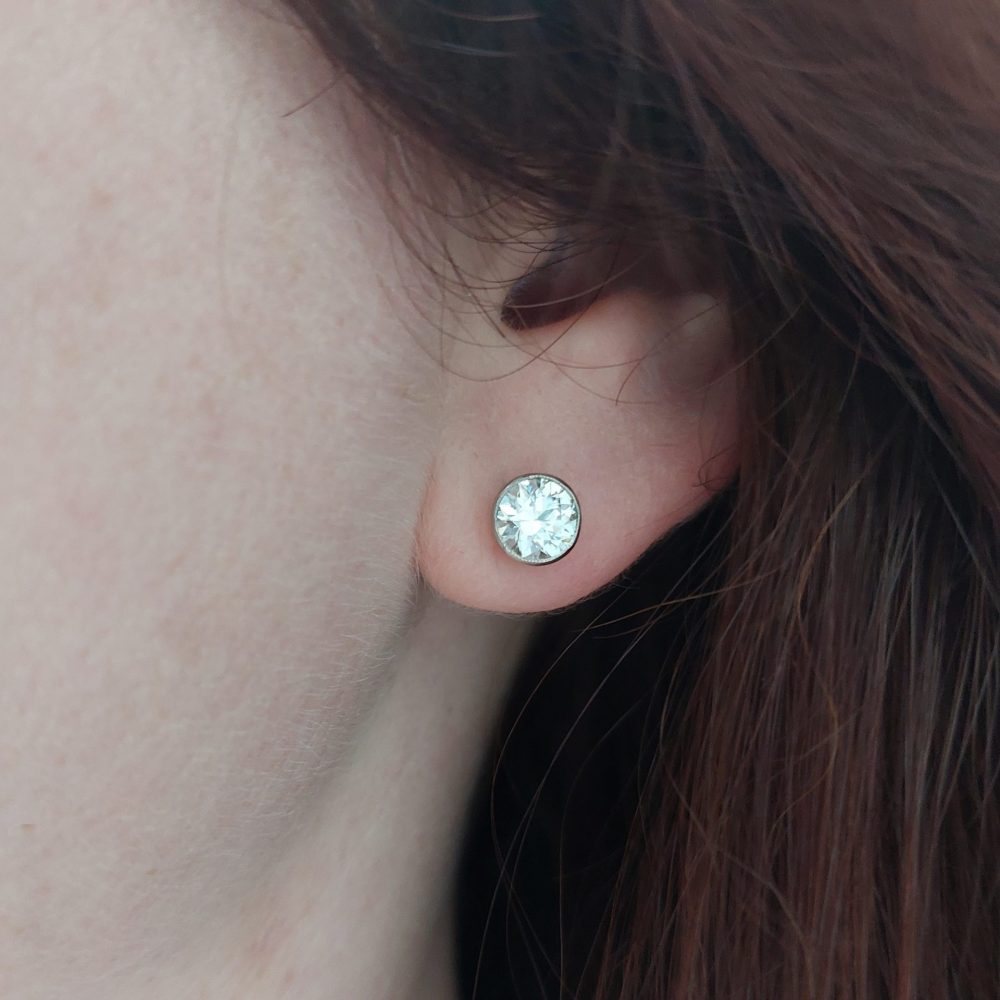 2ct Old European Cut Diamond Stud Earrings