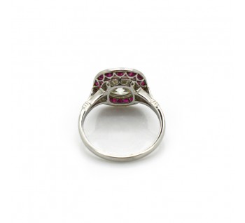 Ruby and Diamond Target Cluster Ring, 3.62 carats, Platinum