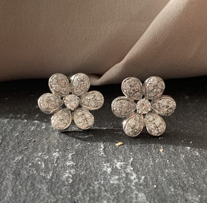 1.50ct Diamond Daisy Flower Cluster Stud Earrings