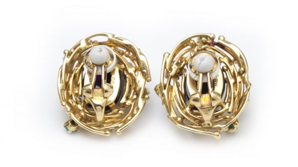 Vintage Amethyst, Turquoise and Diamond Earrings by Alan Martin Gard