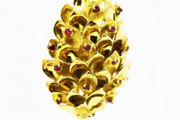 Tiffany and Co Cone Brooch, set with Rubies, 18ct Yellow Gold, c.1990's