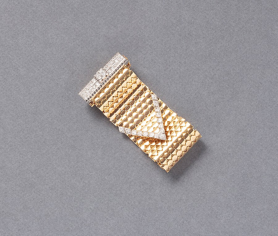 Vintage 18ct Gold Buckle Bracelet with Diamonds