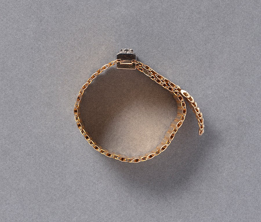 Vintage 18ct Gold Buckle Bracelet with Diamonds