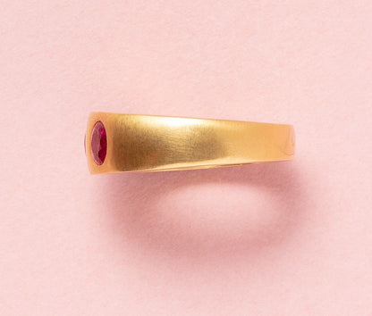 Modern 18ct Three Stone Ruby Ring