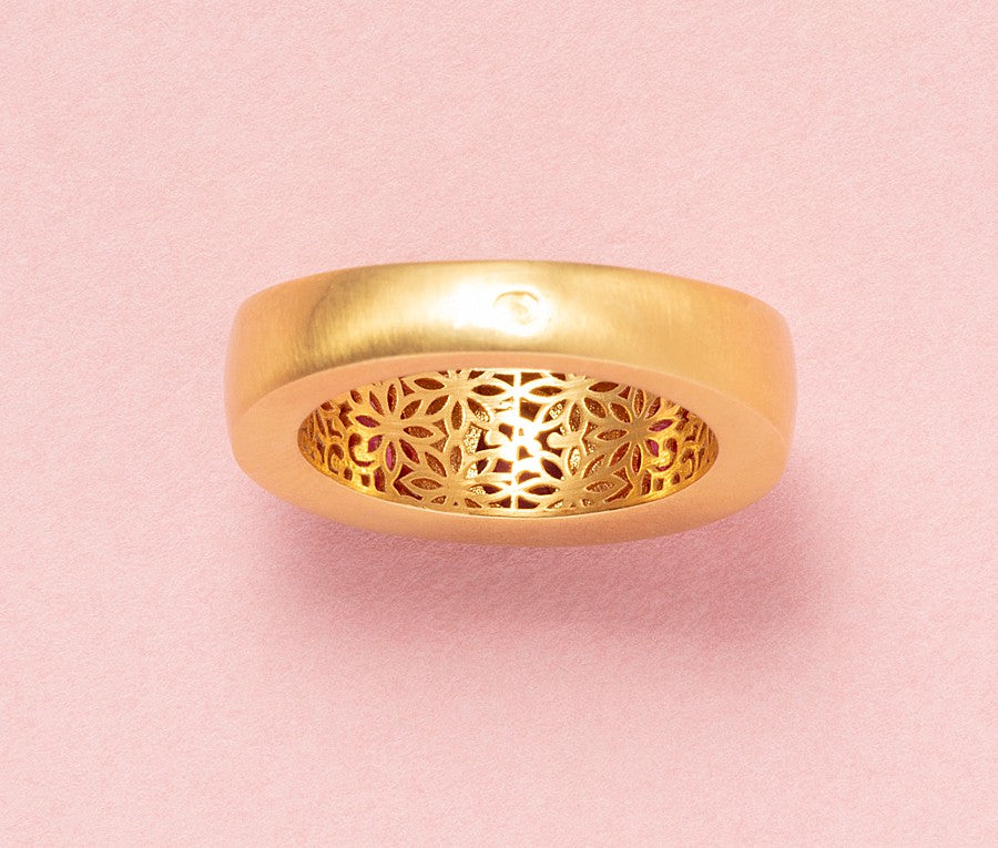 Modern 18ct Three Stone Ruby Ring