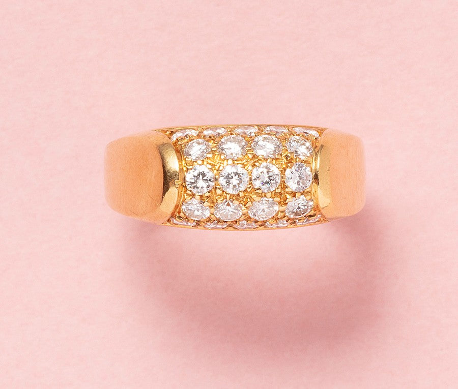 Modern Bvlgari 18ct Gold Ring with Diamonds