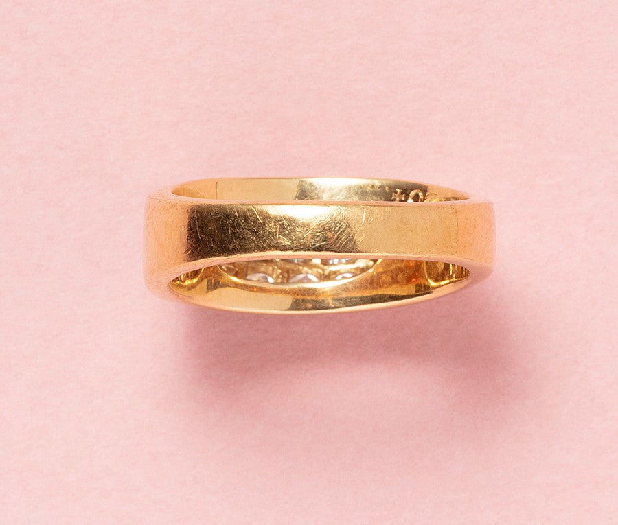 Modern Bvlgari 18ct Gold Ring with Diamonds