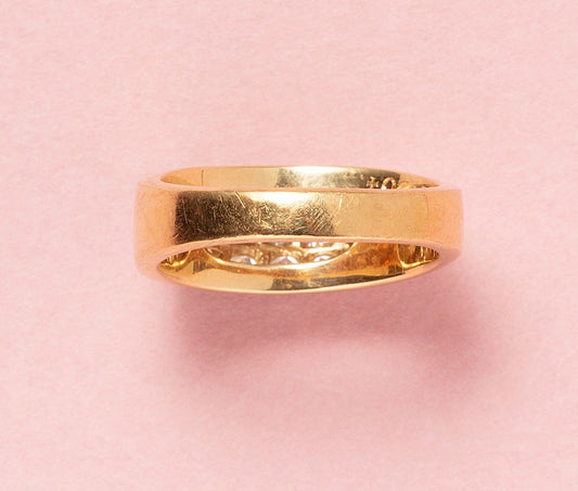 Modern Bvlgari 18ct Gold Ring with Diamonds
