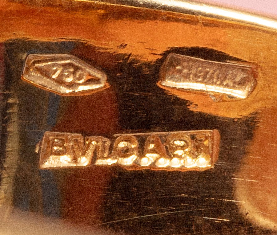 Modern Bvlgari 18ct Gold Ring with Diamonds