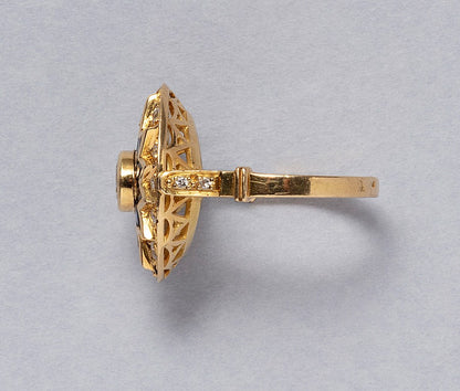 Vintage French 18ct Gold Sapphire & Diamond Ring