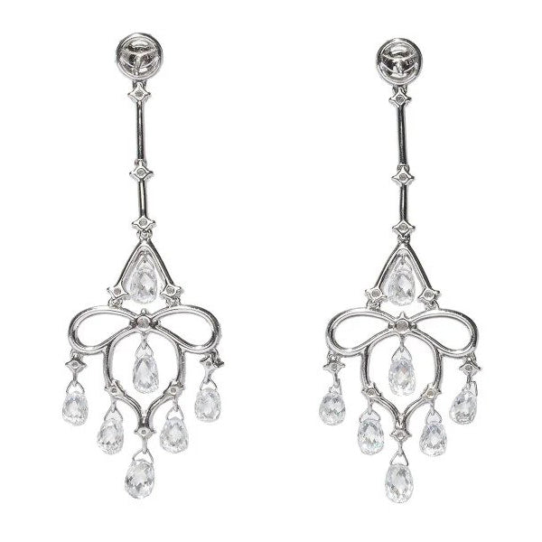 Briolette Cut Diamond Chandelier Pendant Drop Earrings, 7.23 carats