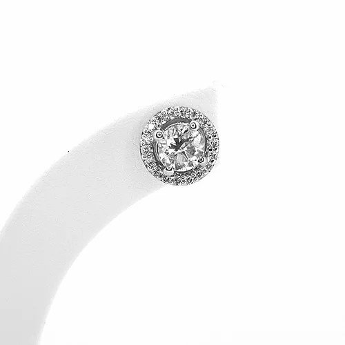 Contemporary Diamond Cluster Halo Stud Earrings, 1.19 carat total, in 18ct white gold