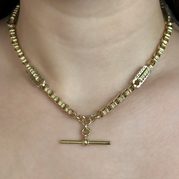 Antique Fancy Link Albert Chain Necklace