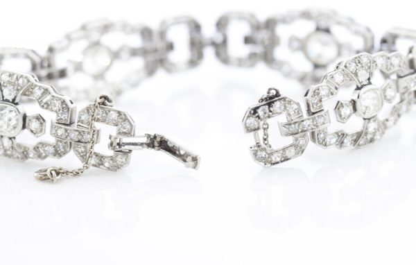 Art Deco Diamond and Platinum Bracelet, 5.89 Carats