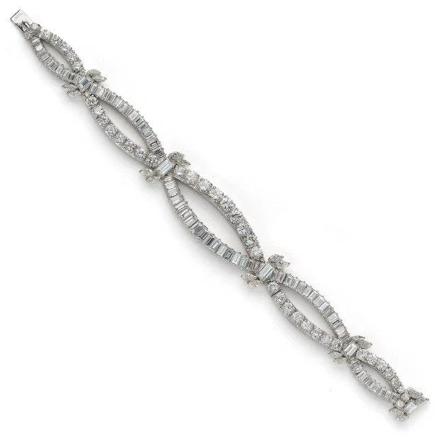 Vintage 1960s Diamond And Platinum Bracelet, 17 carat total