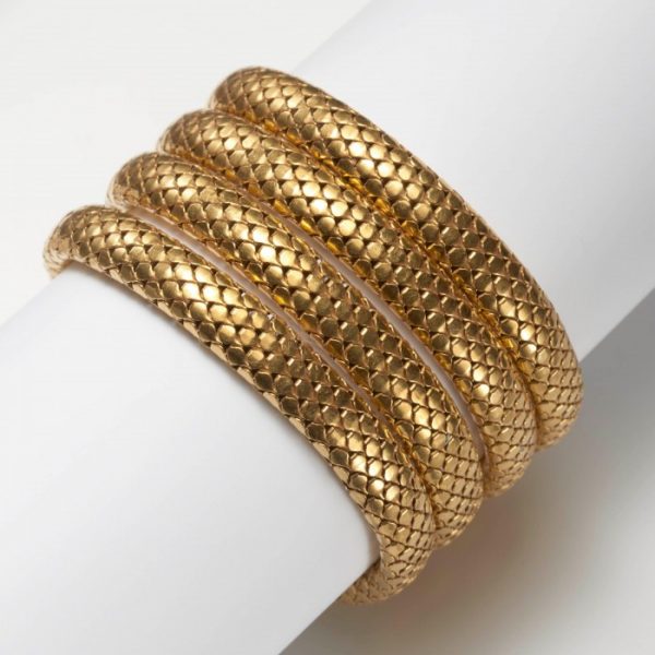 Antique Gold Snake Bracelet with Diamond Sapphire and Ruby, Circa 1890