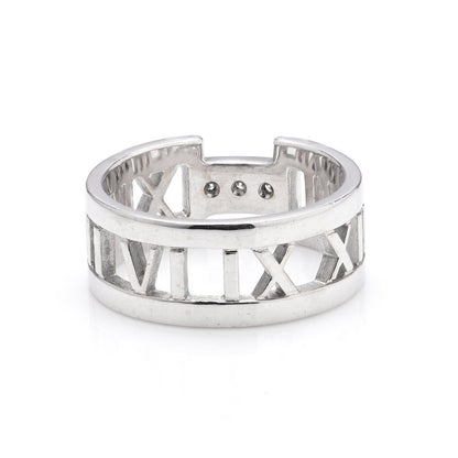 Tiffany and Co 18ct White Gold Atlas Band Ring with Diamonds