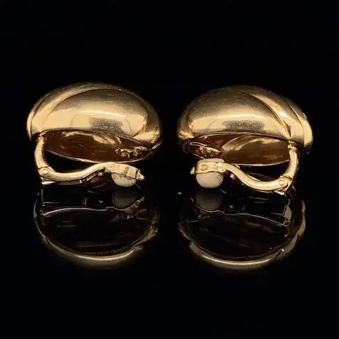 Vintage 1970s Cartier 18ct Yellow Gold Oval Ribbed Clip On Earrings