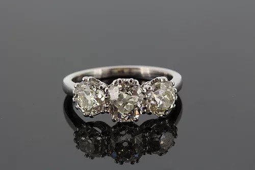 3.65ct Old Cut Diamond Three Stone Ring