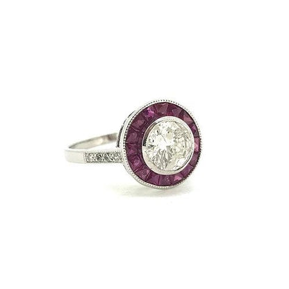 Calibre Ruby and diamond cluster target ring, 1.06 carats