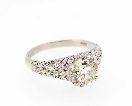 Vintage Diamond Solitaire Engagement Ring, 1.90 carats, Platinum