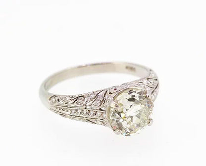 Vintage Diamond Solitaire Engagement Ring, 1.90 carats, Platinum