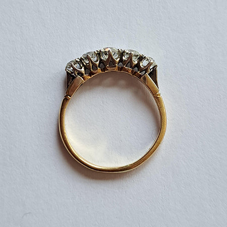 Vintage 0.90ct Diamond Five Stone Engagement Ring in 18ct Yellow Gold